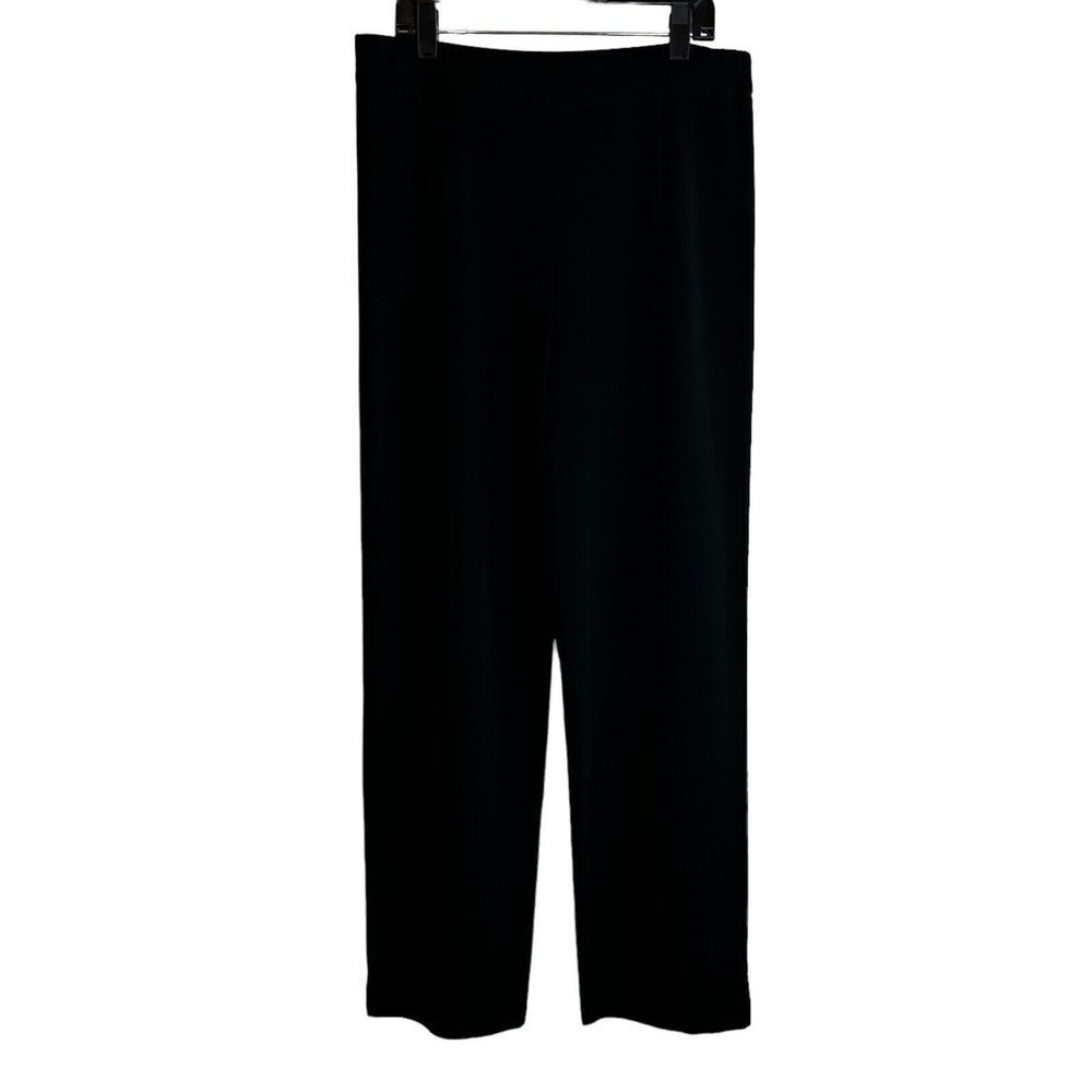 Exclusively Misook Classic Knit Straight Wide Leg Pull On Pants Black Size Small